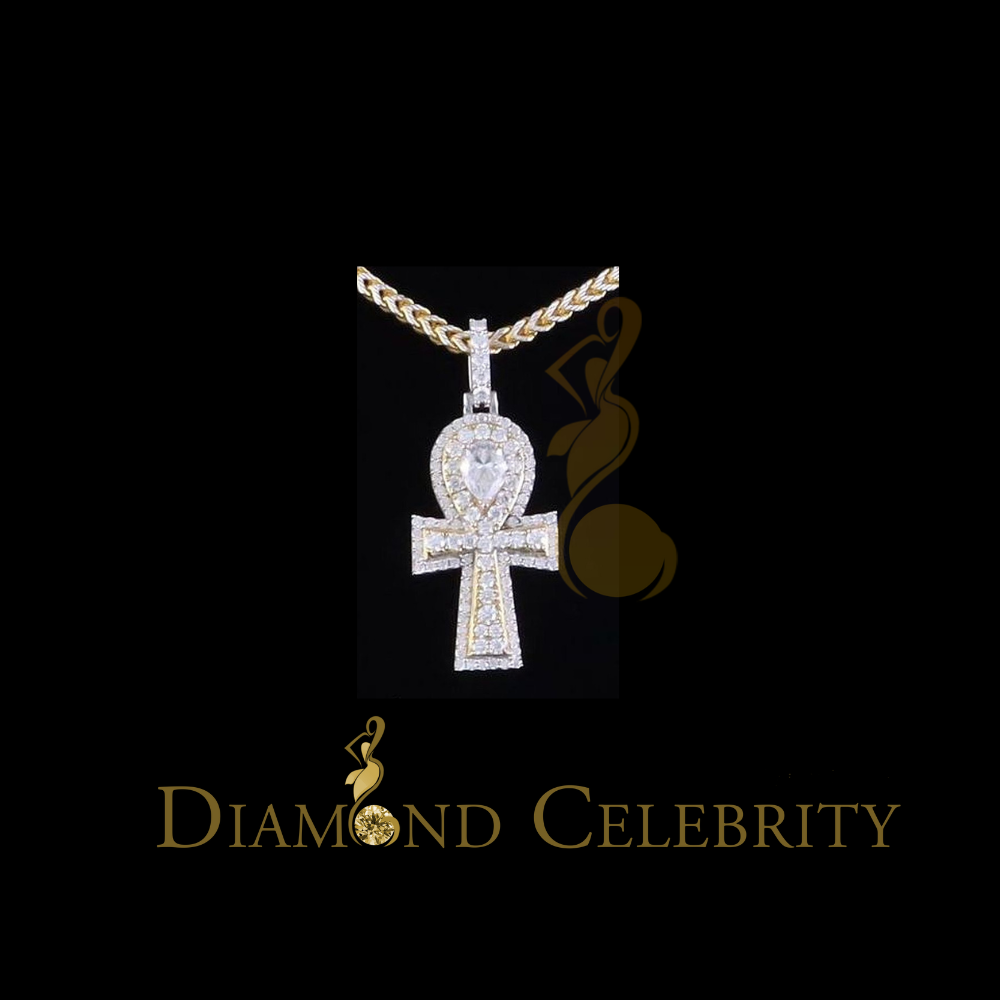 Diamondcelebritees New Men's White Silver 3.50ct VVS 'D' Moissanite Charm Ankh Pendant Womens