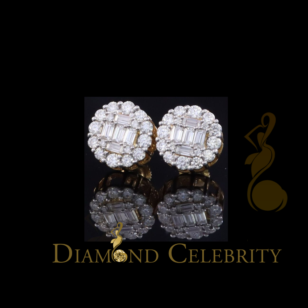 DiamondCelebritees Men's/Womens Sterling Silver Yellow 1.50ct VVS 'D' Moissanite Round Stud Earring