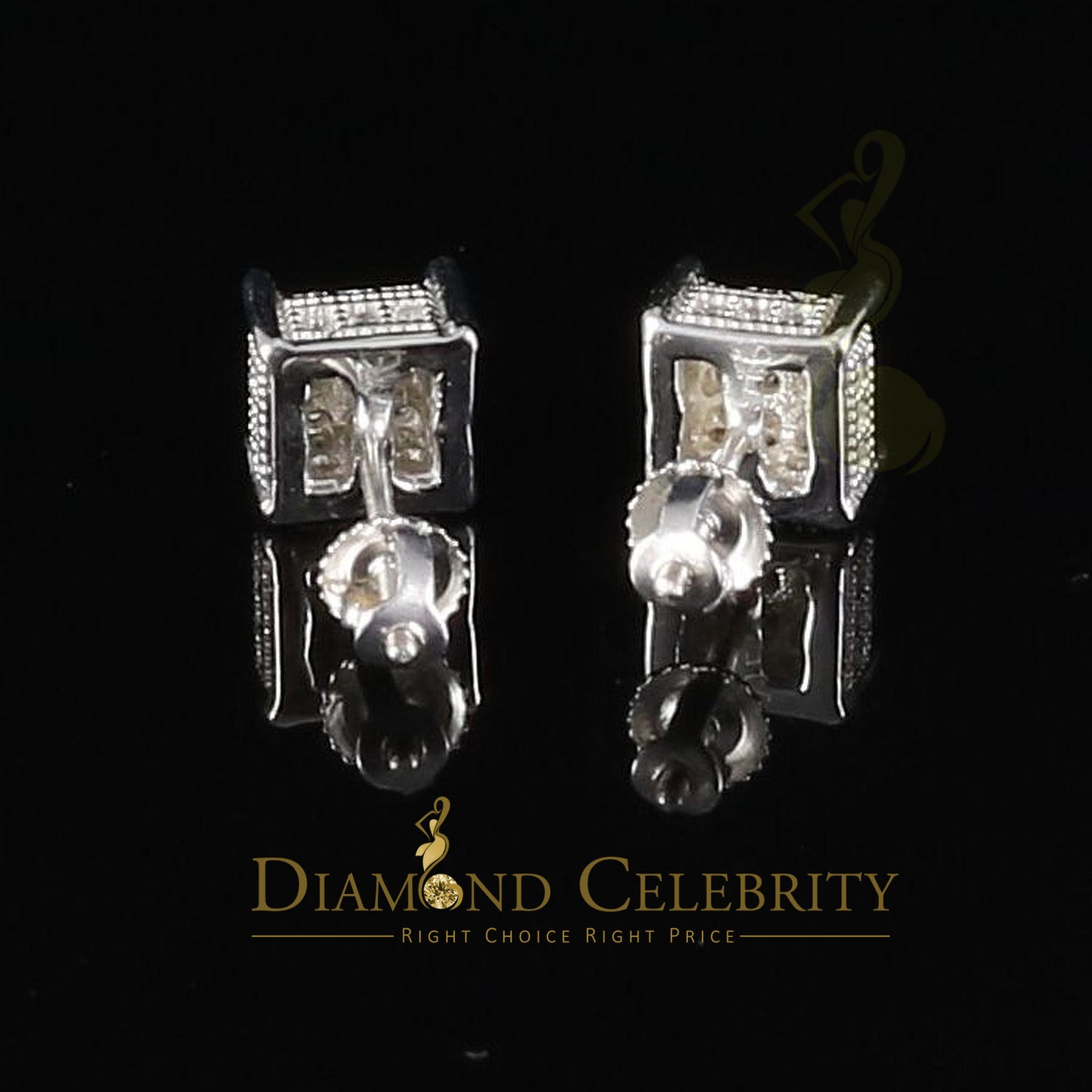 DiamondCelebritees Elegant White 0.74ct Cubic Zirconia 925 Silver Square Earring's for Men & Women