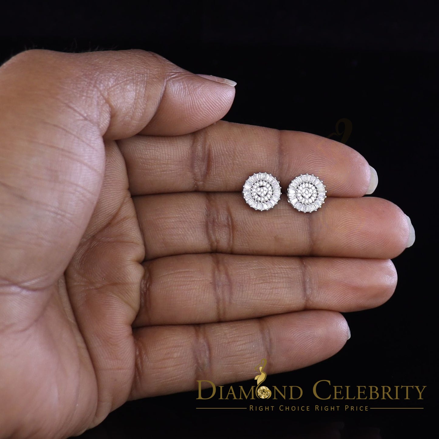 DiamondCelebritees White 925 Sterling Silver 0.24ct Cubic Zirconia For Women & Men Round Earrings