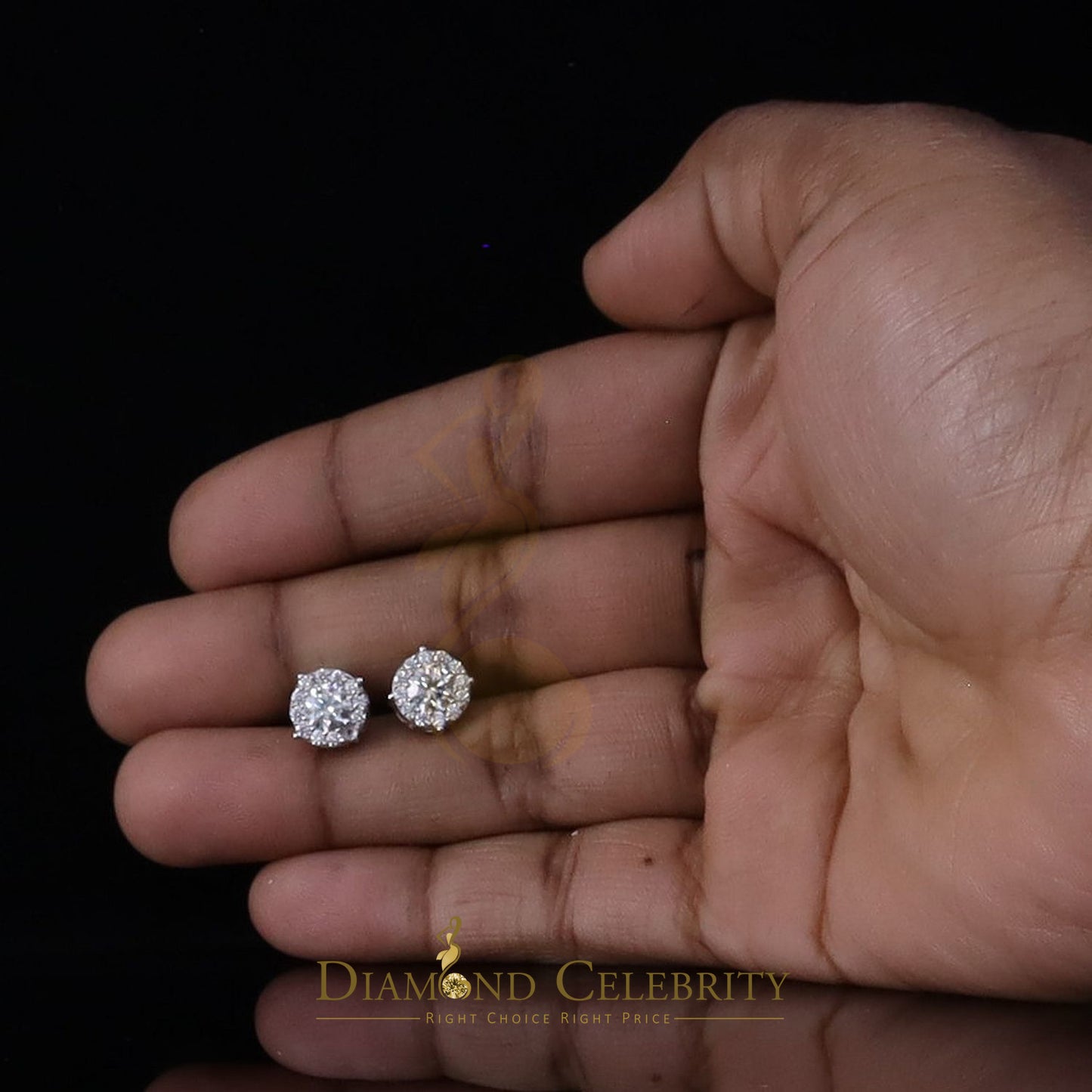 Diamondcelebritees New Women's/Men's 925 Silver White 0.75ct VVS 'D' Moissanite Round Stud Earrings