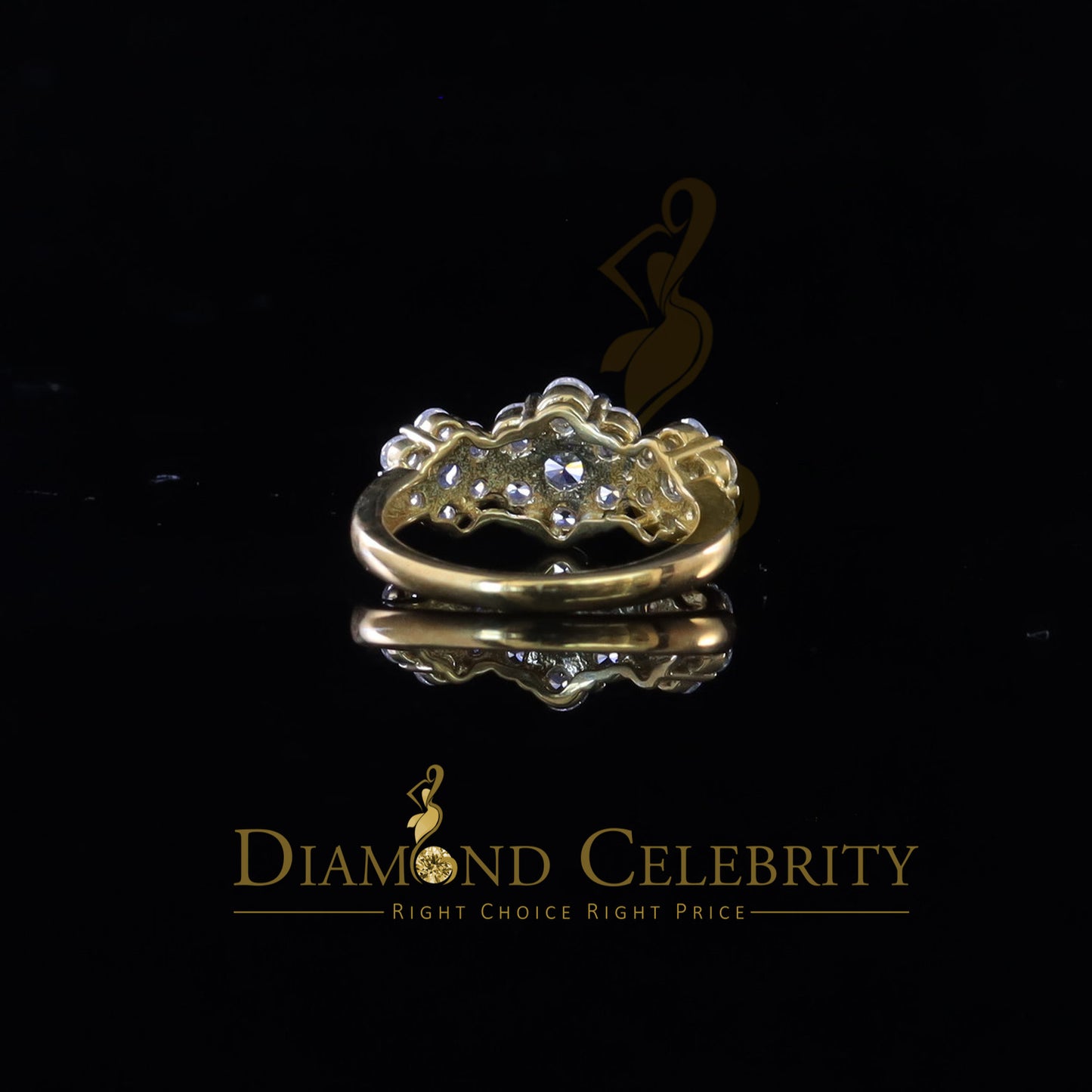 DiamondCelebritees 925Sterling Yellow Silver Floral-Shaped Cubic Zirconia 3.50ct Womens Ring Size 7