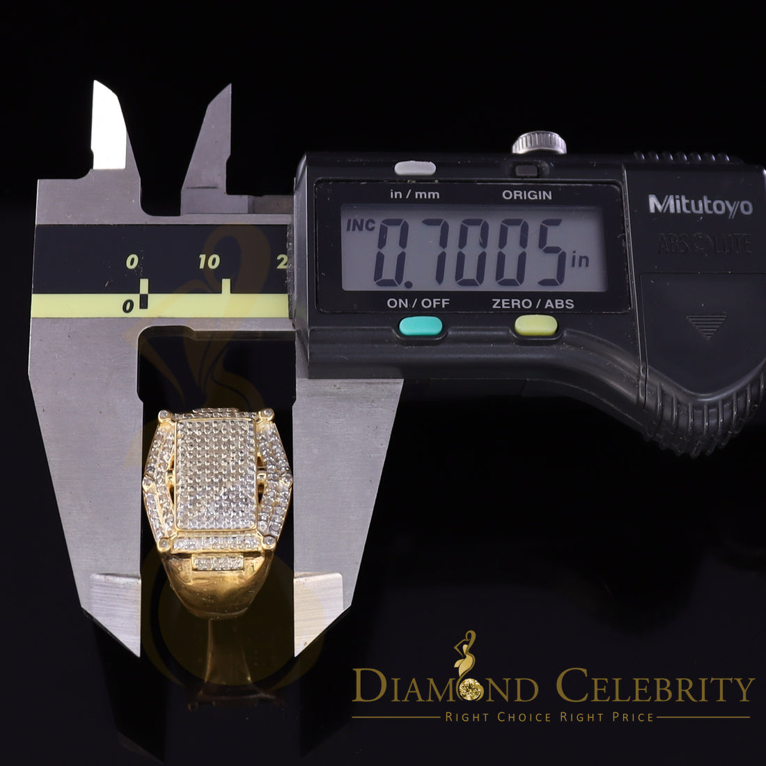 DiamondCelebritees 0.66 CT Real Diamond Men's 925 Sterling SilverYellow Ring Size 11 Square Shape