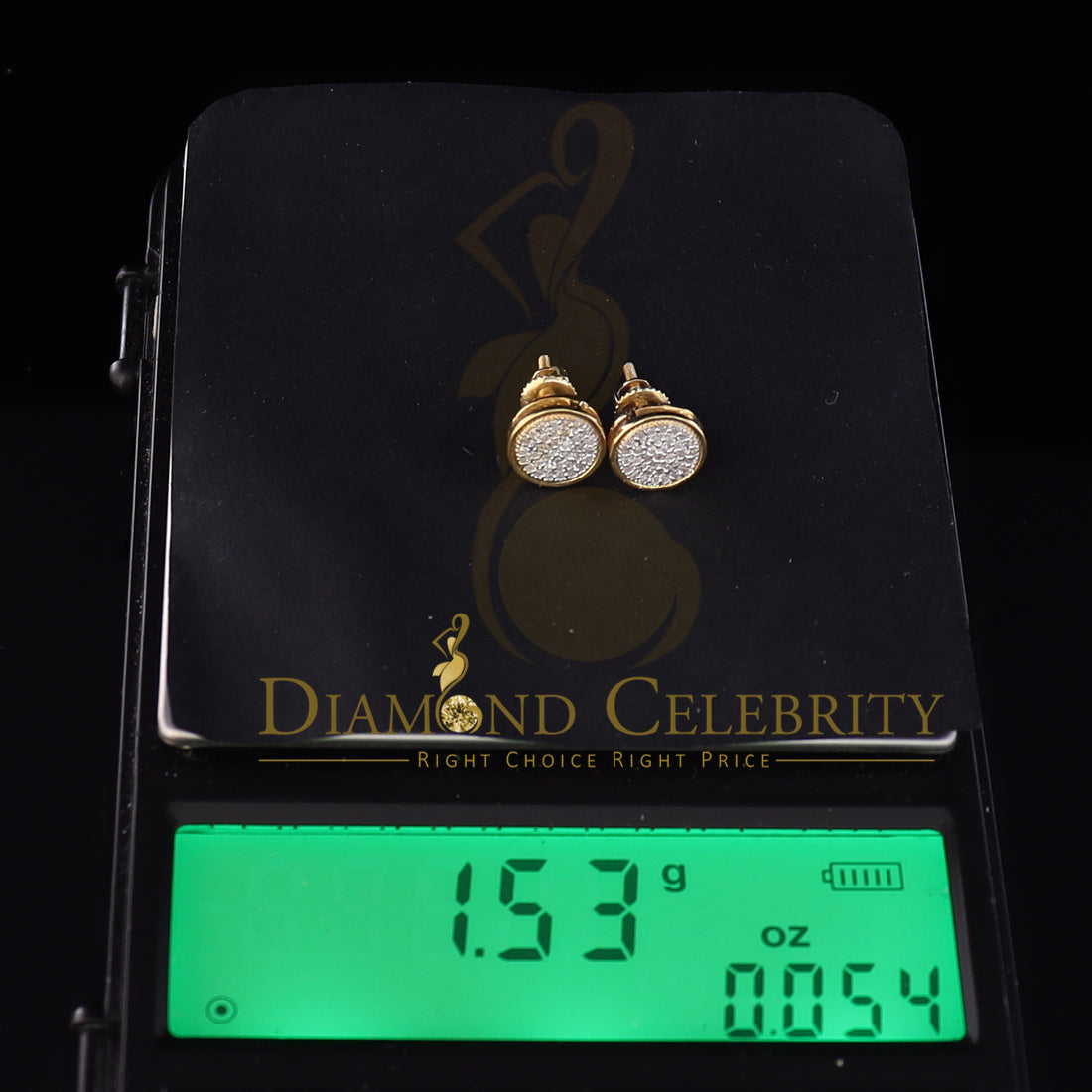 DiamondCelebritees 10K Real Yellow Gold with Real 0.15ct Diamonds Round Stud Earrings