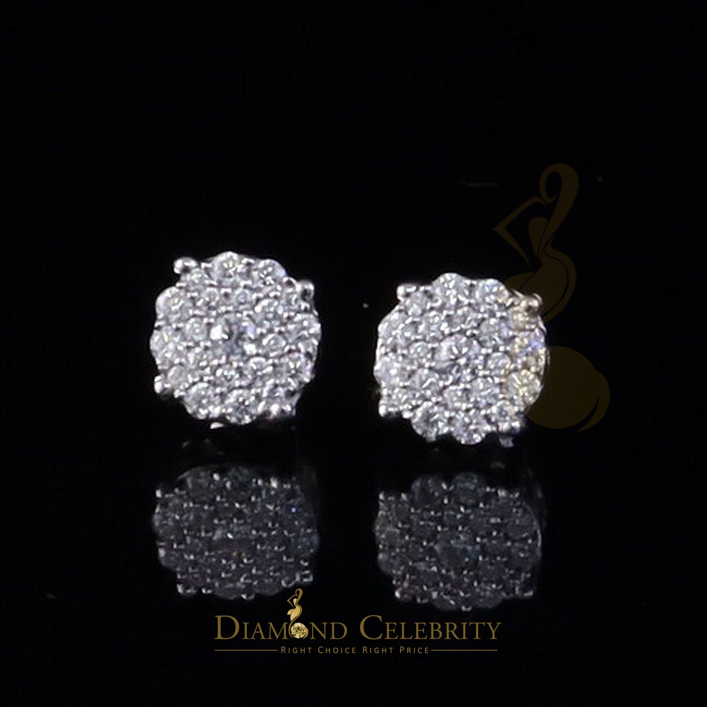 Diamondcelebritees 925 Silver White 1.00ct VVS 'D' Moissanite Round Stud Earrings for Women & Men