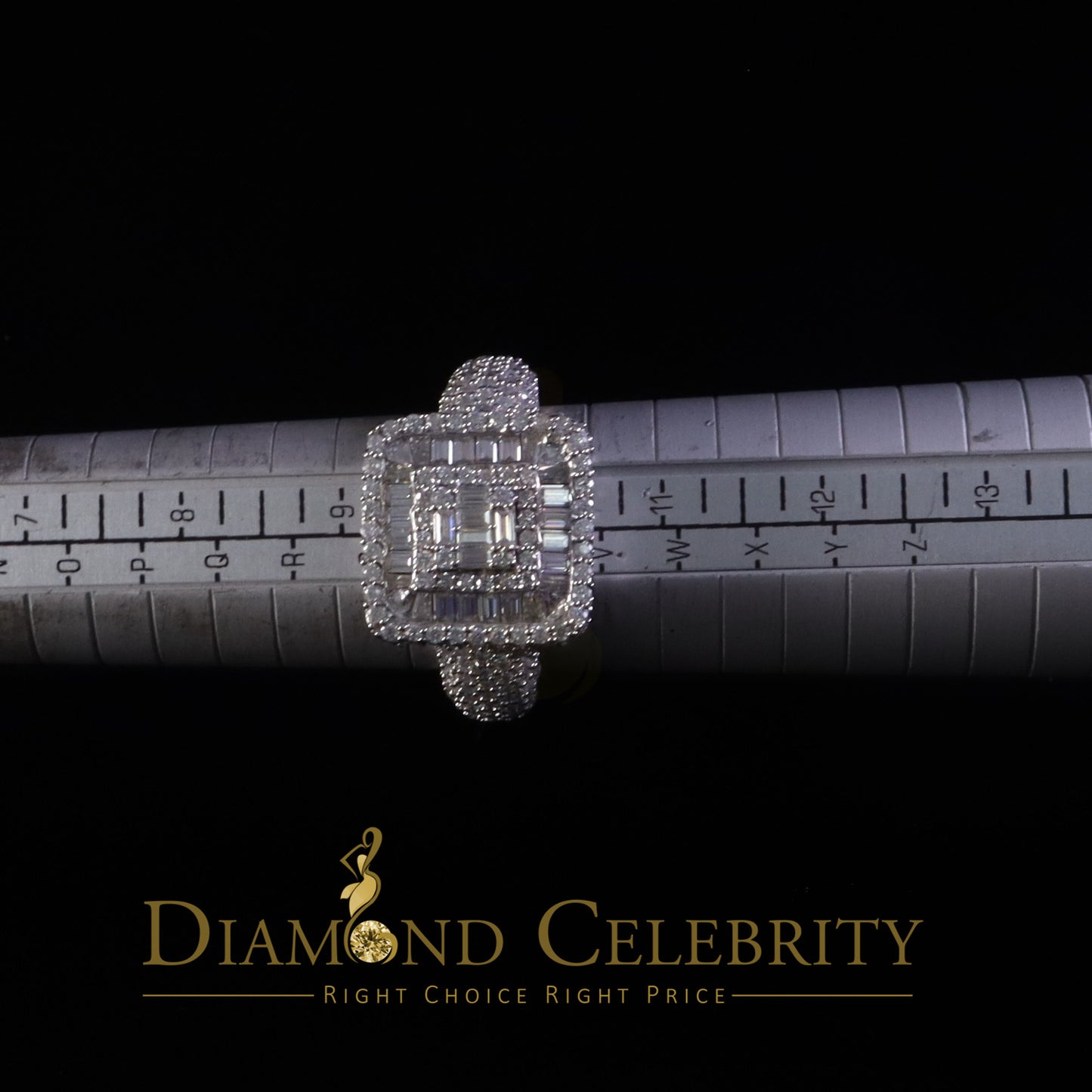 DiamondCelebritees Sterling 925 White Silver 4.50ct VVS D Baguette Moissanite Ring Size 10 Men's