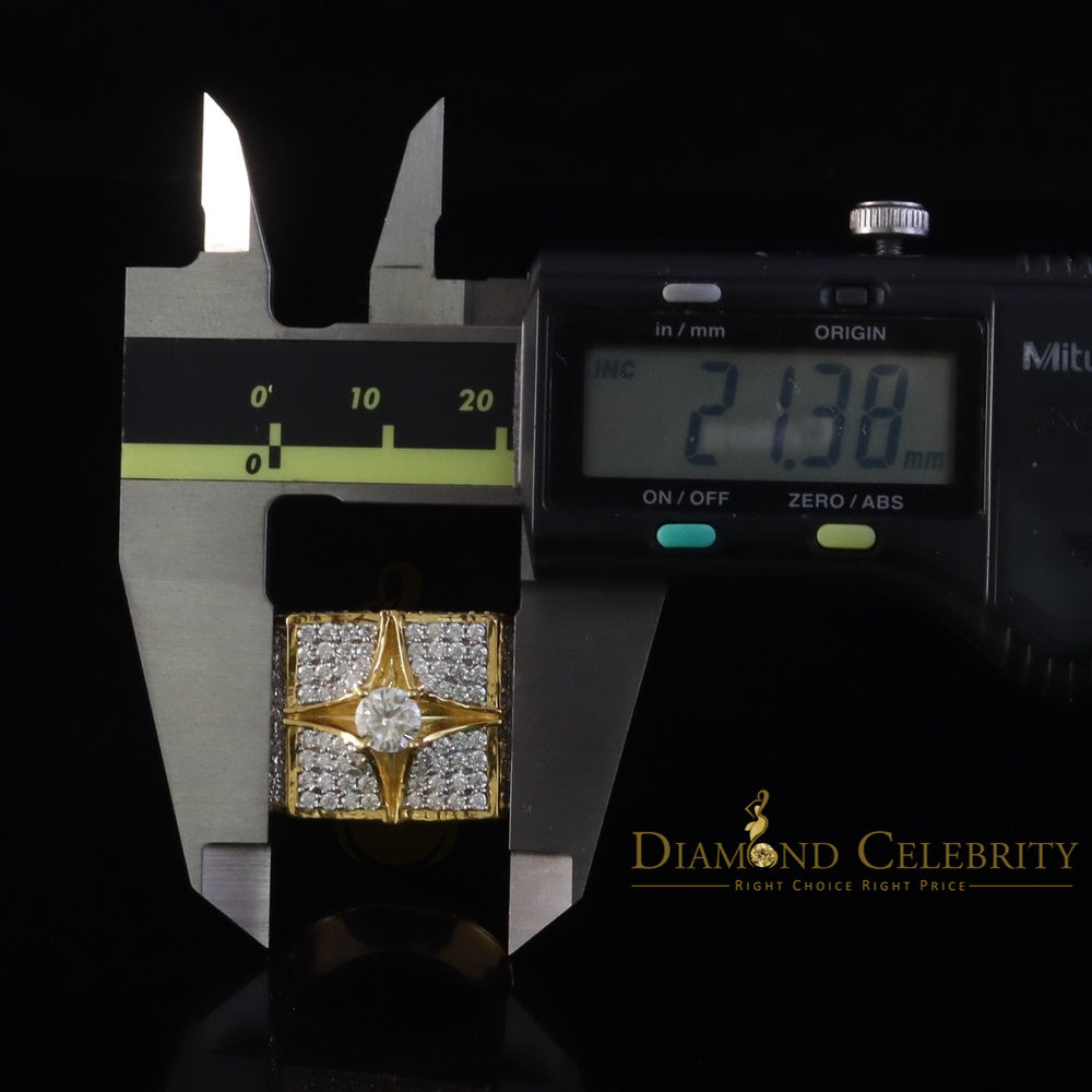 DiamondCelebritees 925 Yellow Sterling Silver 7.00ct VVS 'D' Moissanite Men's SquareRings Size 10