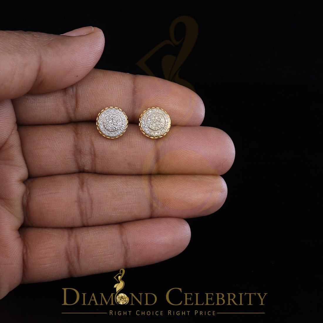 DiamondCelebritees10K Real Yellow Gold w/Real 0.33CT Diamond Men's/Women's Stud Earring