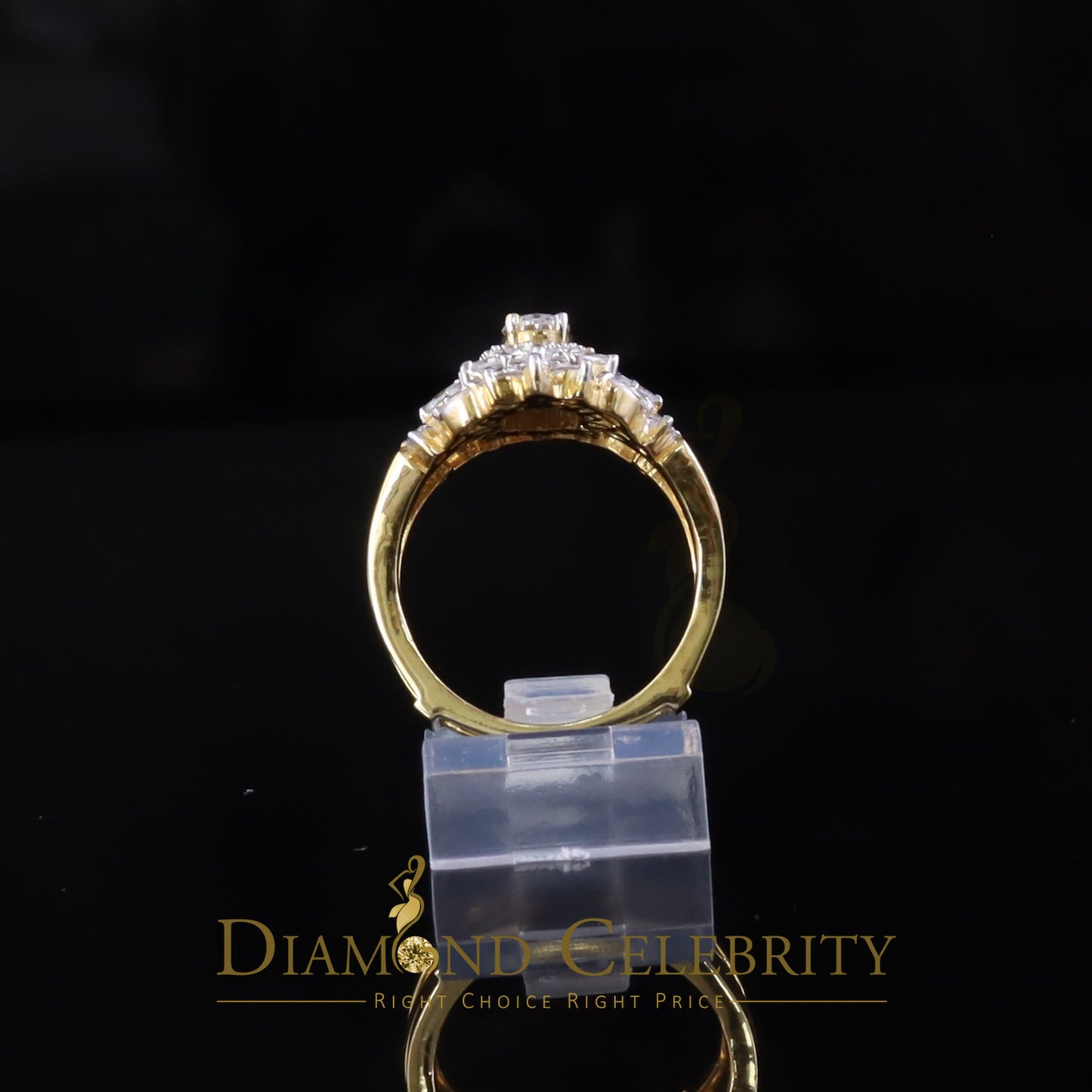 DiamondCelebritees 925 Silver Moissanite Enhancer Guard Wrap 2.00ct Yellow Engagement Ring Size 7
