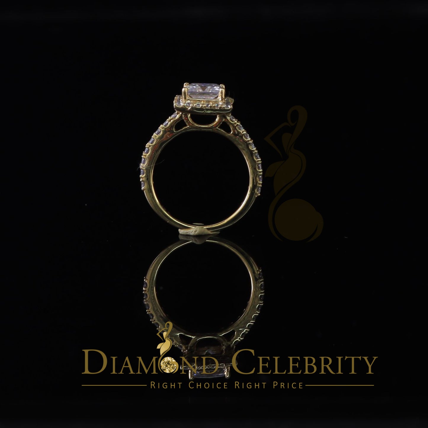 King Of Blings 10K Yellow Gold 3.00CT 'VVS' 'FL' D clr Moissonite Womens Engagement Ring S/7