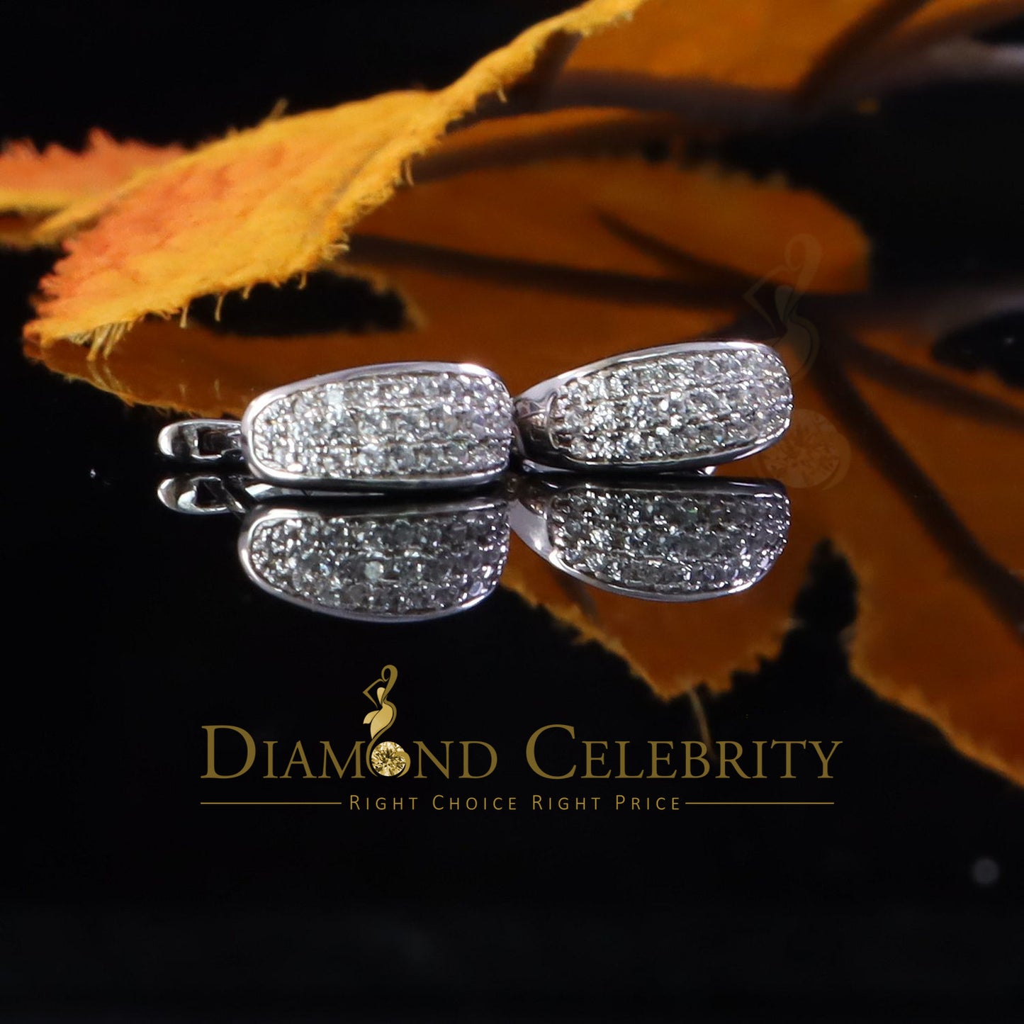 DiamondCelebritees white Gold 925 Sterling Silver Mens hip hop Iced 3 row Huggie Hoop earrings
