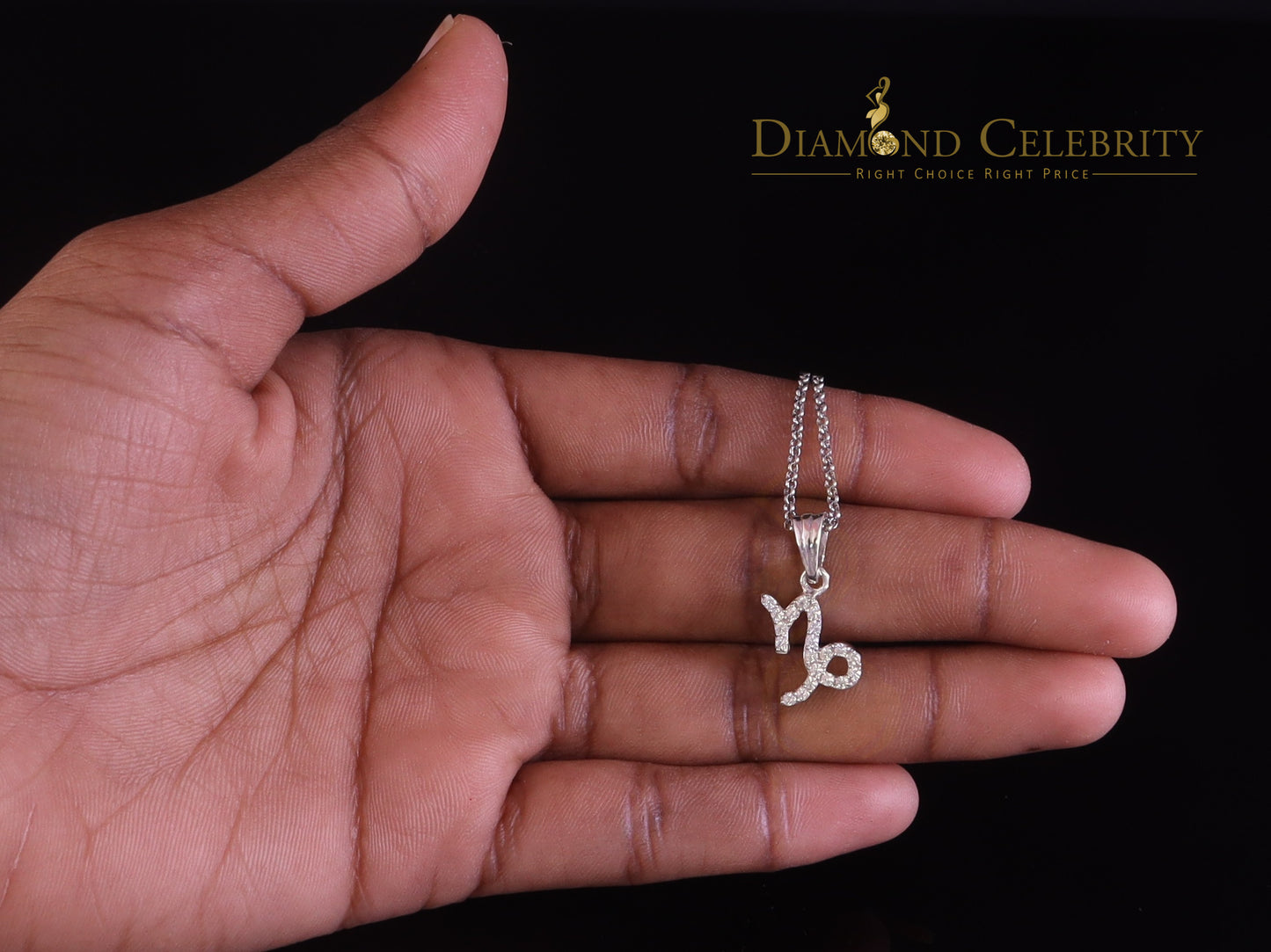 DiamondCelebritees 0.50ct Cubic Zirconia White Silver CAPRICORN JANUARY Month Pendant Men & Women