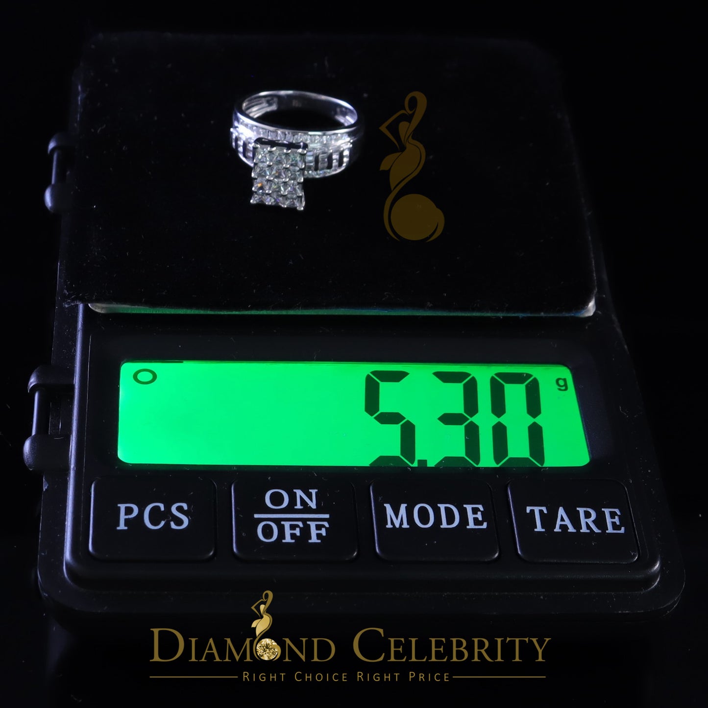 DiamondCelebritees 925 White Silver Square 1.10ct Cubic Zirconia Engagement Womens Ring Size 6.5
