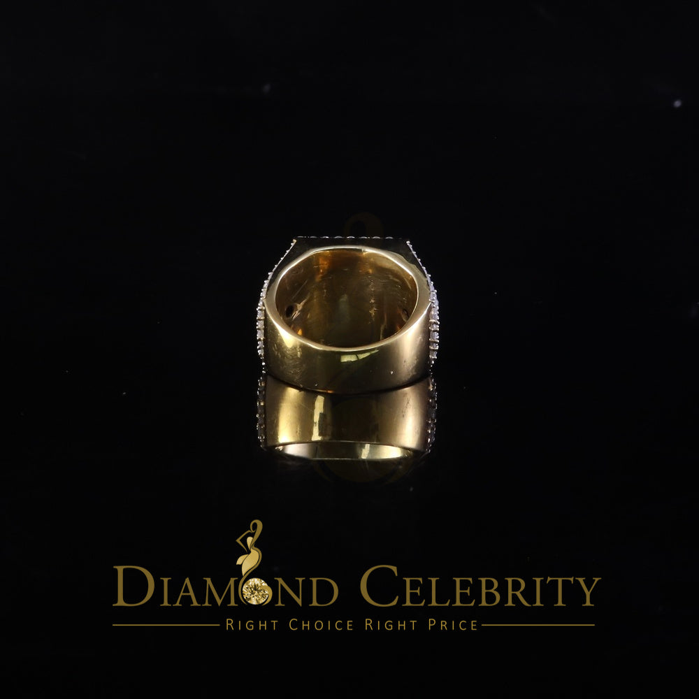 DiamondCelebritees Men's for 925 Sterling Silver 5.00ct VVS 'D' Moissanite Yellow Square Ring SZ 10