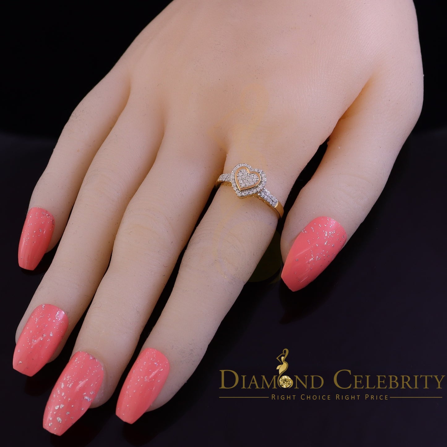 DiamondCelebritees 925 Silver 0.59ct Shiny Cubic Zirconia Yellow Heart Engagement Womens Ring SZ 7
