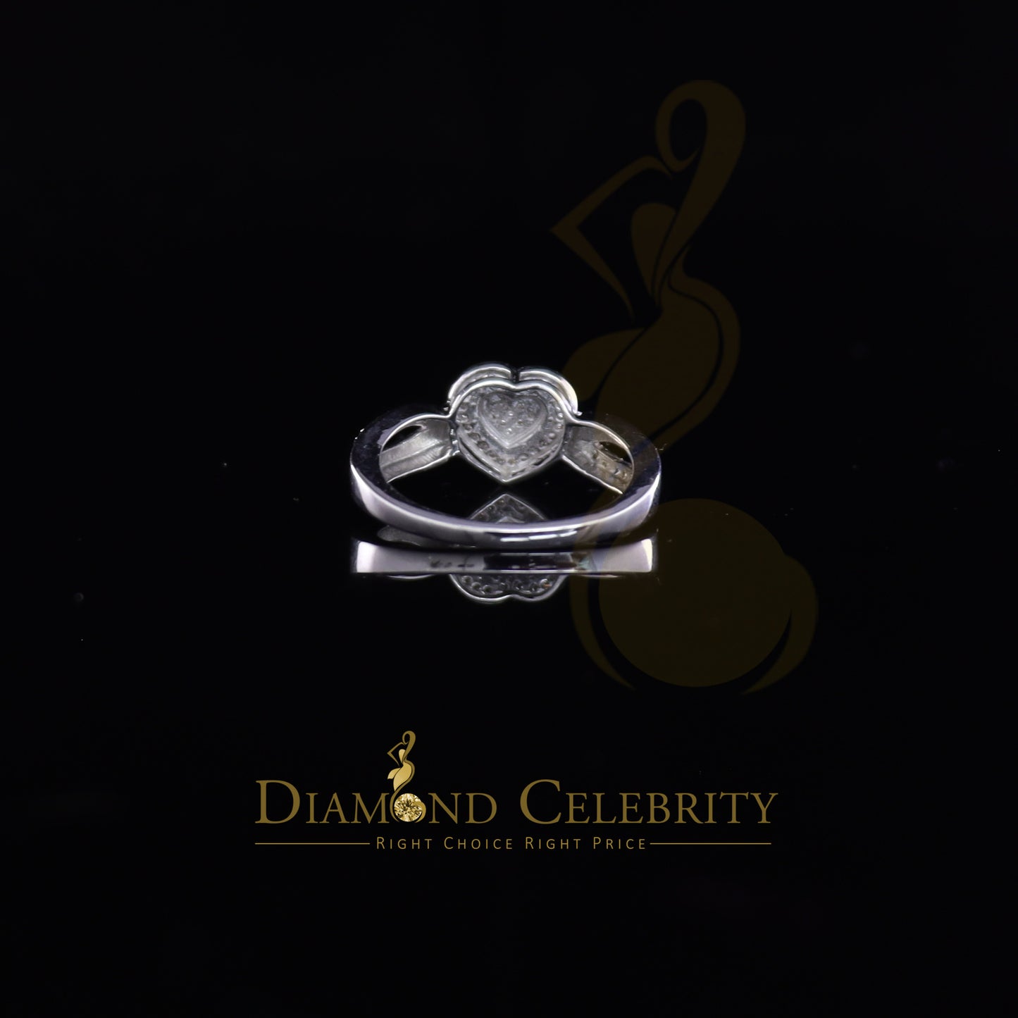 DiamondCelebritees Real Diamond 0.10 CT 925 Sterling White Silver Engagement Womens Heart Ring SZ 7