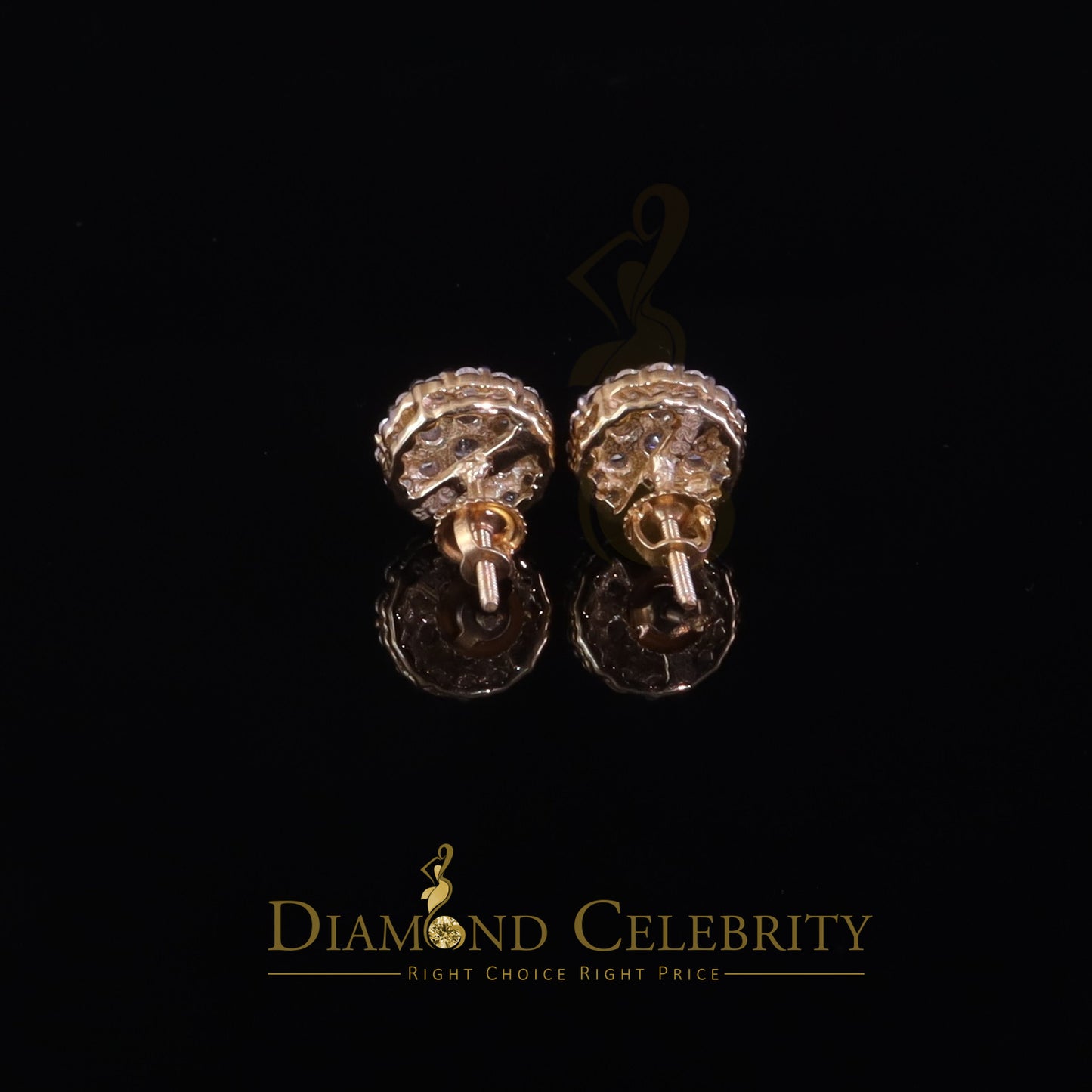 DiamondCelebritees Men's/Womens 925 Silver Yellow 1.33ct VVS 'D' Moissanite Round Stud Earrings