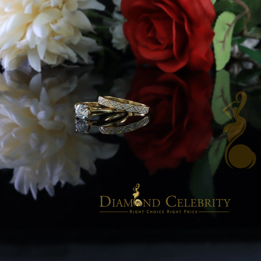 DiamondCelebritees Real 14kt Yellow Gold with 0.85 CT Real solitaire Diamond Bridal Ring Size 6.5