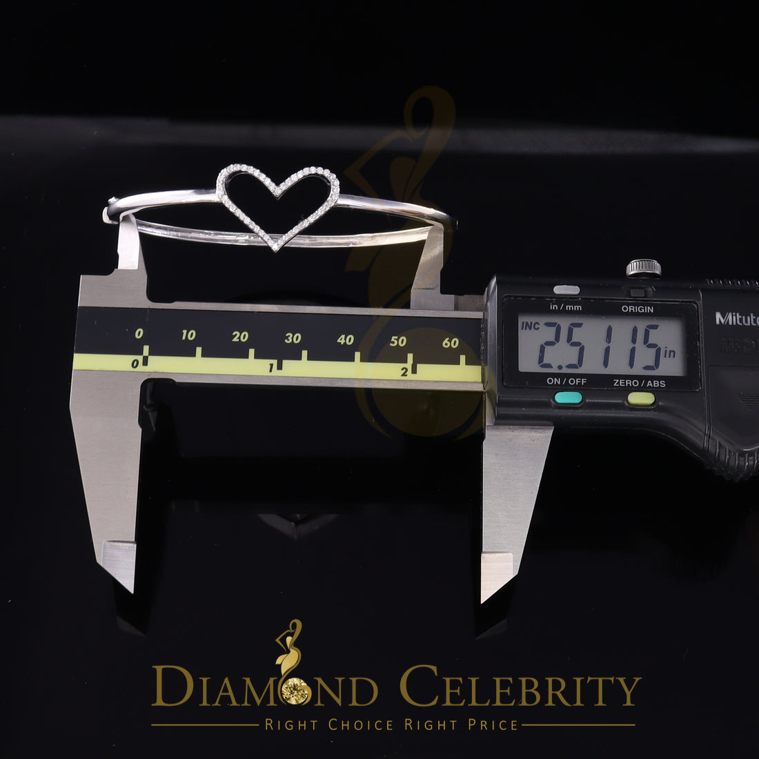 DiamondCelebritees 925 Sterling Silver White Heart Shape Bangle 0.45ct Cubic Zirconia SZ 7 Inch