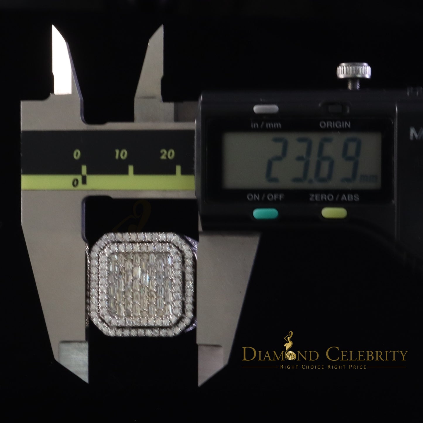 DiamondCelebritees Men's 925 White Silver 6.50ct VVS 'D' Moissanite Stone Square Rings Size 10