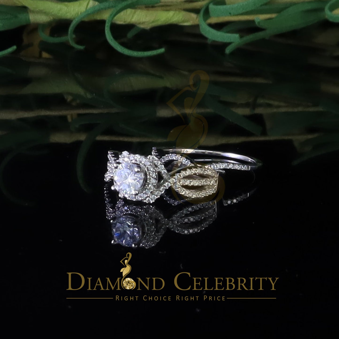 DiamondCelebritees 1.20ct Cubic Zirconia White 925 Silver Men's/ Women 2PC Bridal Rings Size 7