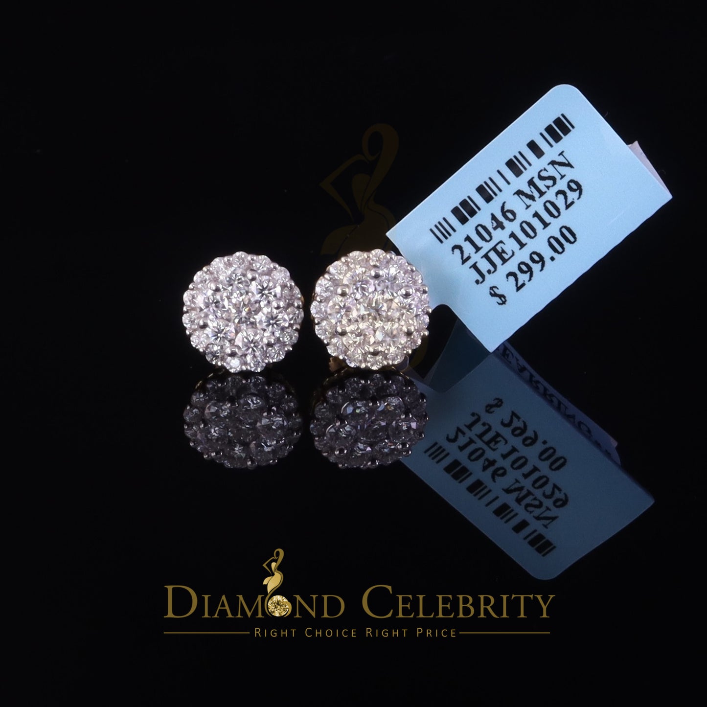 DiamondCelebritees Men's/Womens 925 Silver Yellow 1.33ct VVS 'D' Moissanite Round Stud Earrings