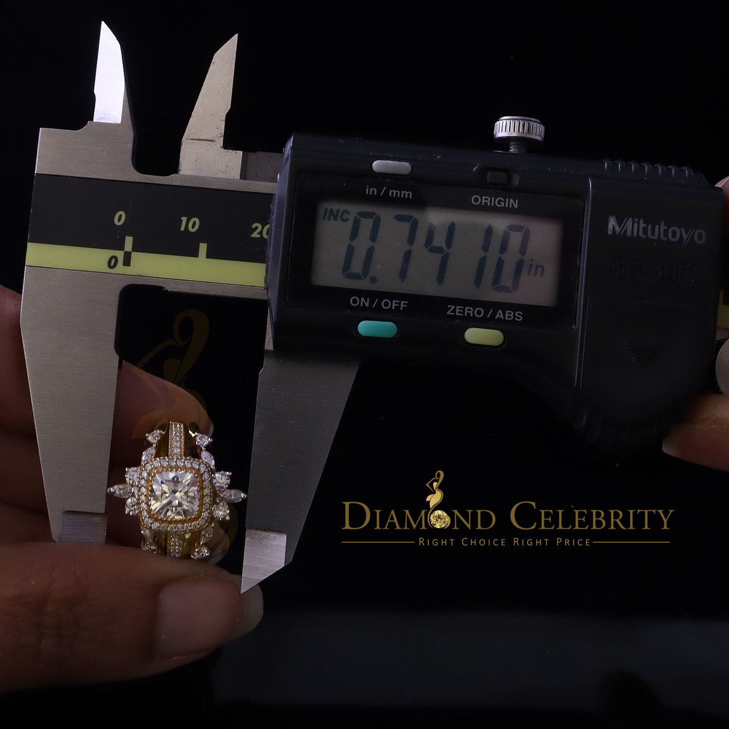 DiamondCelebritees Enhancer Guard Wrap Insert Cushion Moissanite 1.75ct VVS D Yellow Silver RingSZ7