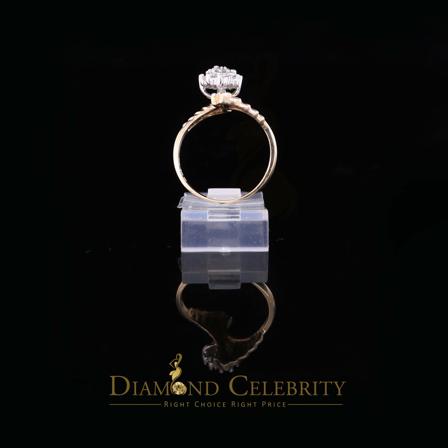 DiamondCelebritees Real 0.25 CT Real Diamond Real 10kt Yellow Gold CLUSTER Shape Womens Ring Size 7
