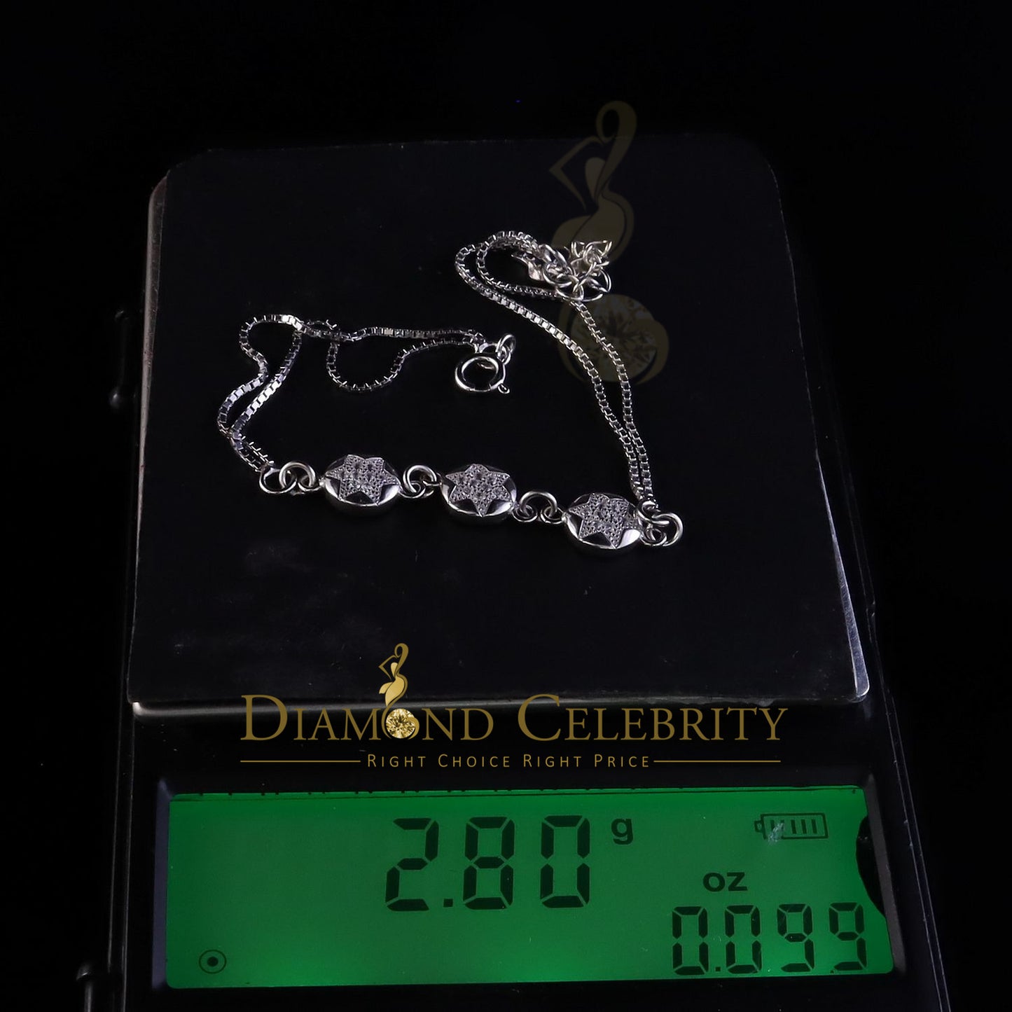 Diamondcelebritees 10K White Gold Finish Womens Silver CZ Bracelete w/ Lab Created Diamond