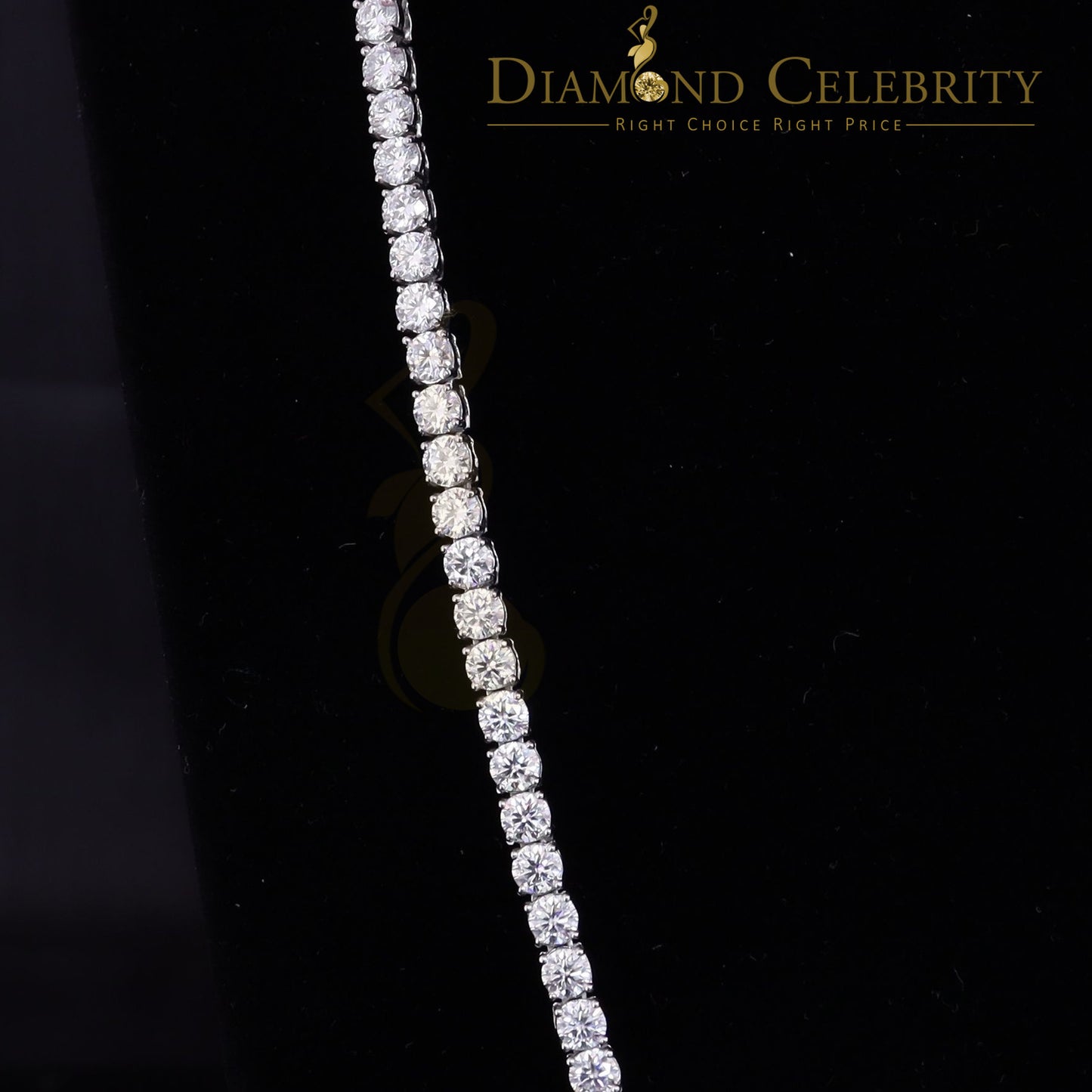 DiamondCelebritees 30ct White Moissanite 925 Silver Tennis Men's Necklace size 22inch & Width 4mm