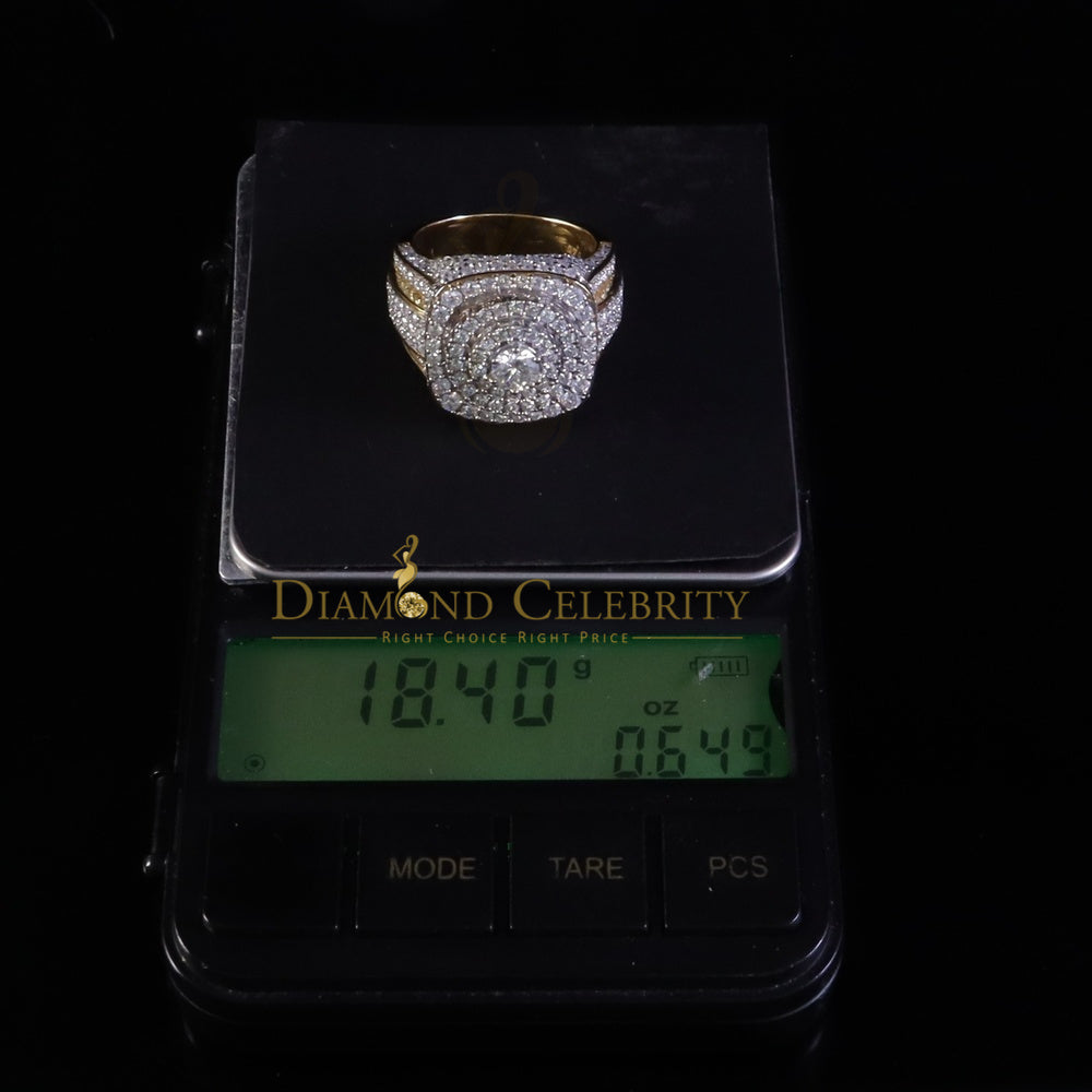 DiamondCelebritees Yellow Sterling Silver 6.50ct VVS 'D' Moissanite Round Men's Rings Size 10