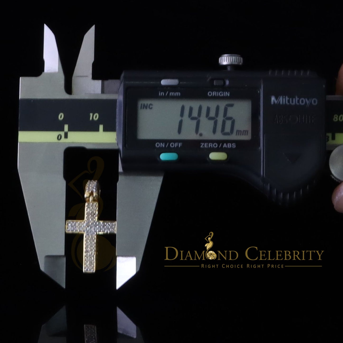 DiamondCelebritees Real 0.33ct Diamond 925 Yellow Sterling Silver CROSS Charm Necklace Pendant