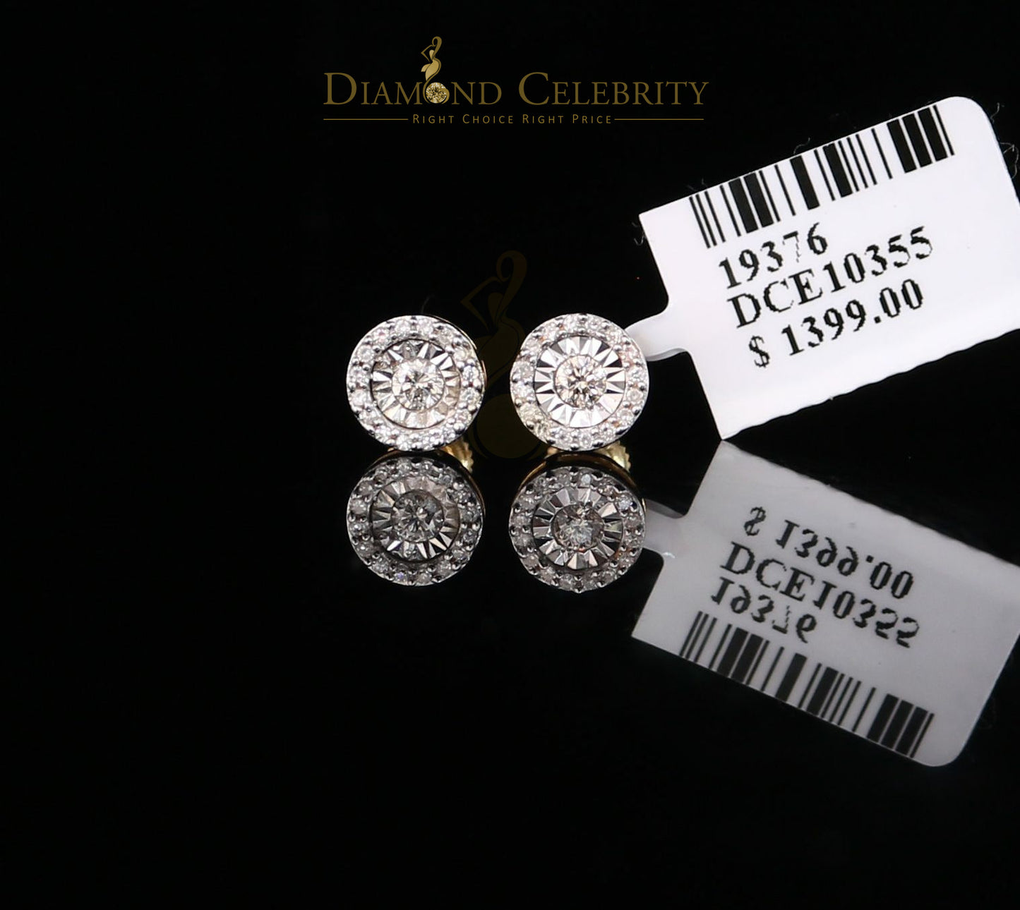 DiamondCelebritees10K Real Yellow Gold with 0.25CT Real Diamond Men's/Women's Stud Earring