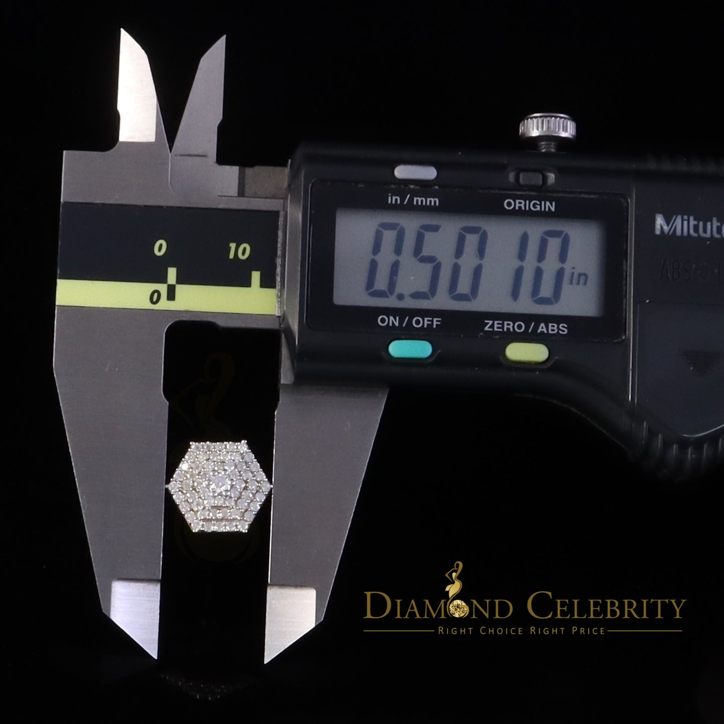 DiamondCelebritees Yellow Hexogonal Stud Earrings 1.0ct VVS 'D' Moissanite 925 Silver Men's/Women's