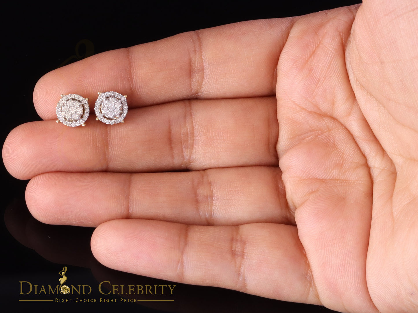DiamondCelebritees 925 Silver Yellow 0.40ct VVS 'D' Moissanite Round Men's / Womens Stud Earrings