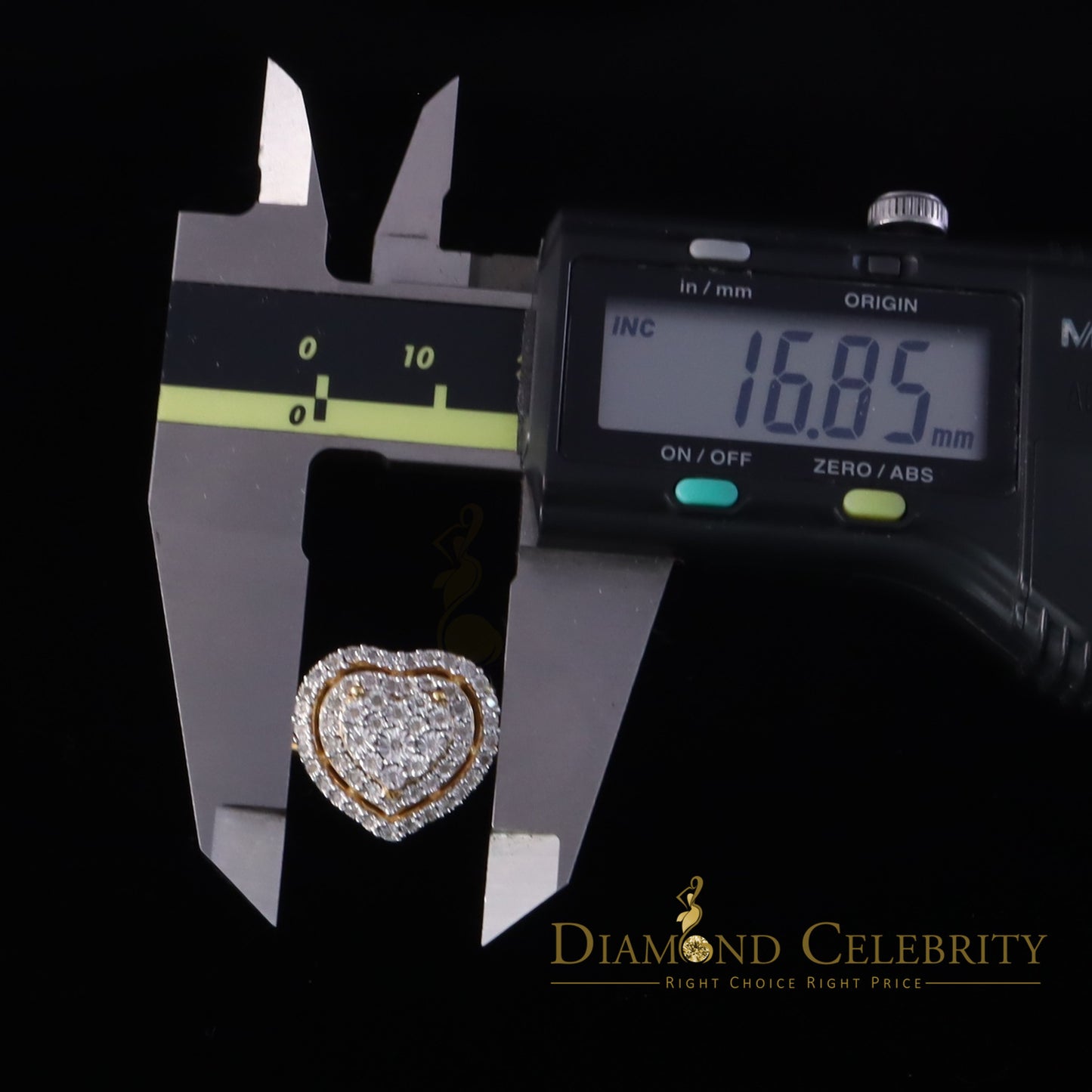 DiamondCelebritees Big Womens Pave Heart 0.25ct Real Diamond Yellow 925 Sterling Silver Ring SZ 7