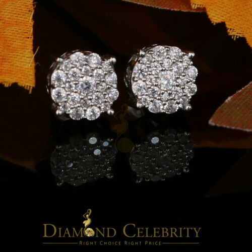 DiamondCelebritees 925 Sterling White Silver 1.22ct Cubic Zirconia Round Women's Stud Earrings