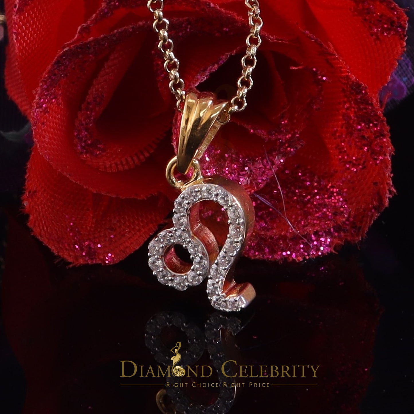 DiamondCelebritees 0.55ct Cubic Zirconia Yellow Silver LEO-AUGUST Month Men's & Women's Pendant