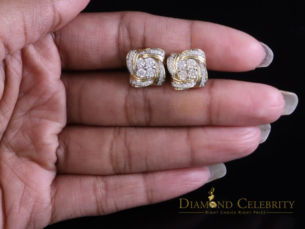 DiamondCelebritees New Men's Knot Stud 1.00ct VVS D Moissanite 925 Yellow Silver Women Earrings