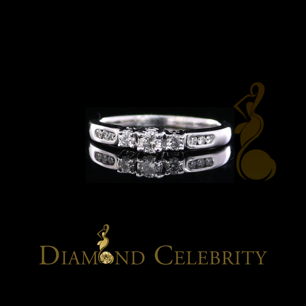 DiamondCelebritees 14KT Real White Gold with 0.50CT Real Diamond Round Shape Womens Ring Size 6.5