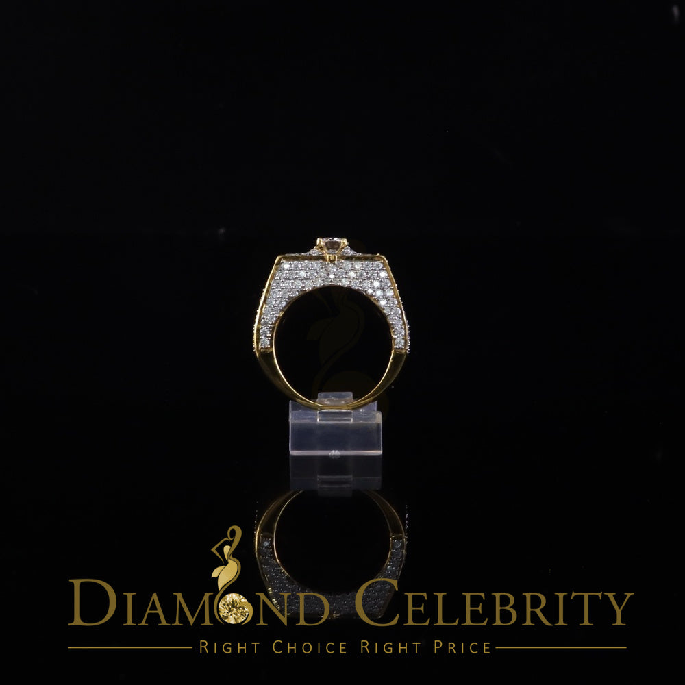 DiamondCelebritees 925 Yellow Sterling Silver 7.00ct VVS 'D' Moissanite Men's SquareRings Size 10