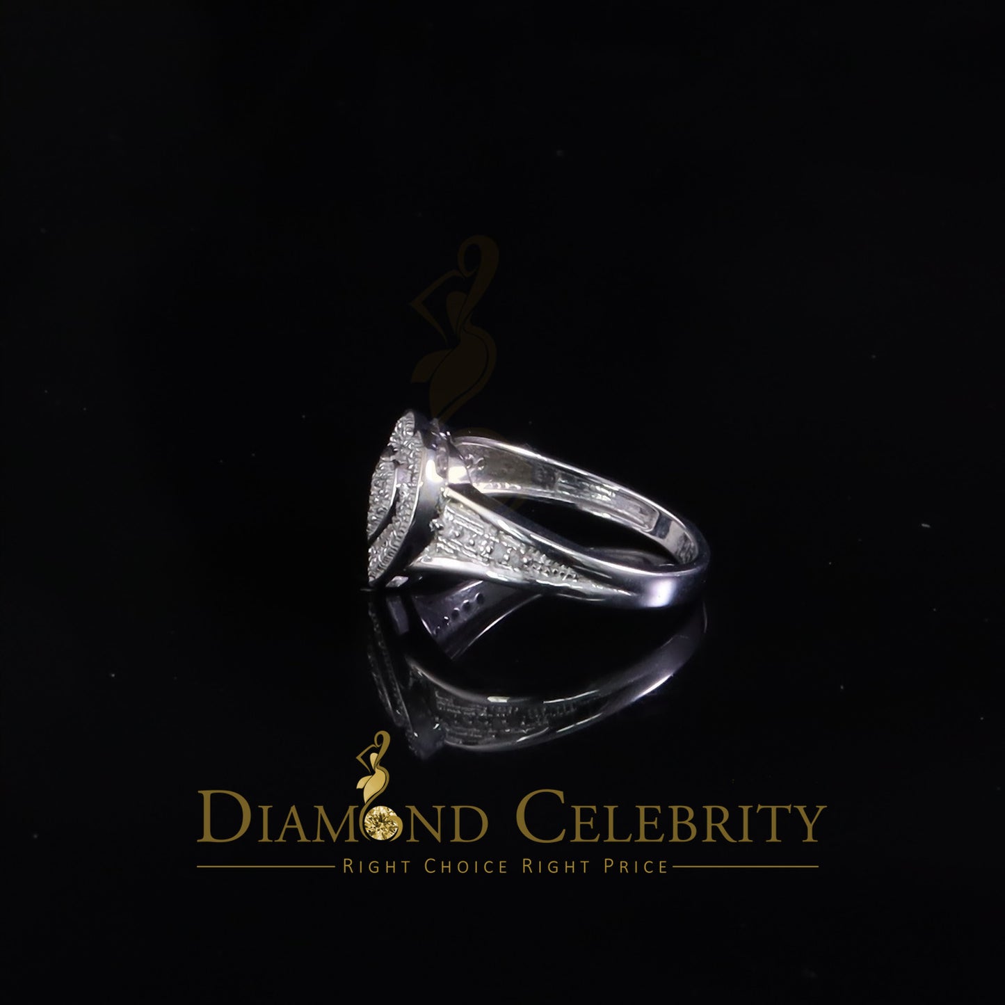 DiamondCelebritees 925 White Sterling Silver 0.15CT Diamond Shiny Engagement Heart Womens Ring SZ 7