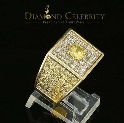 DiamondCelebritees 925 Sterling Yellow Silver Square Shape Cubic Zirconia 9.50ct Womens Ring Size7