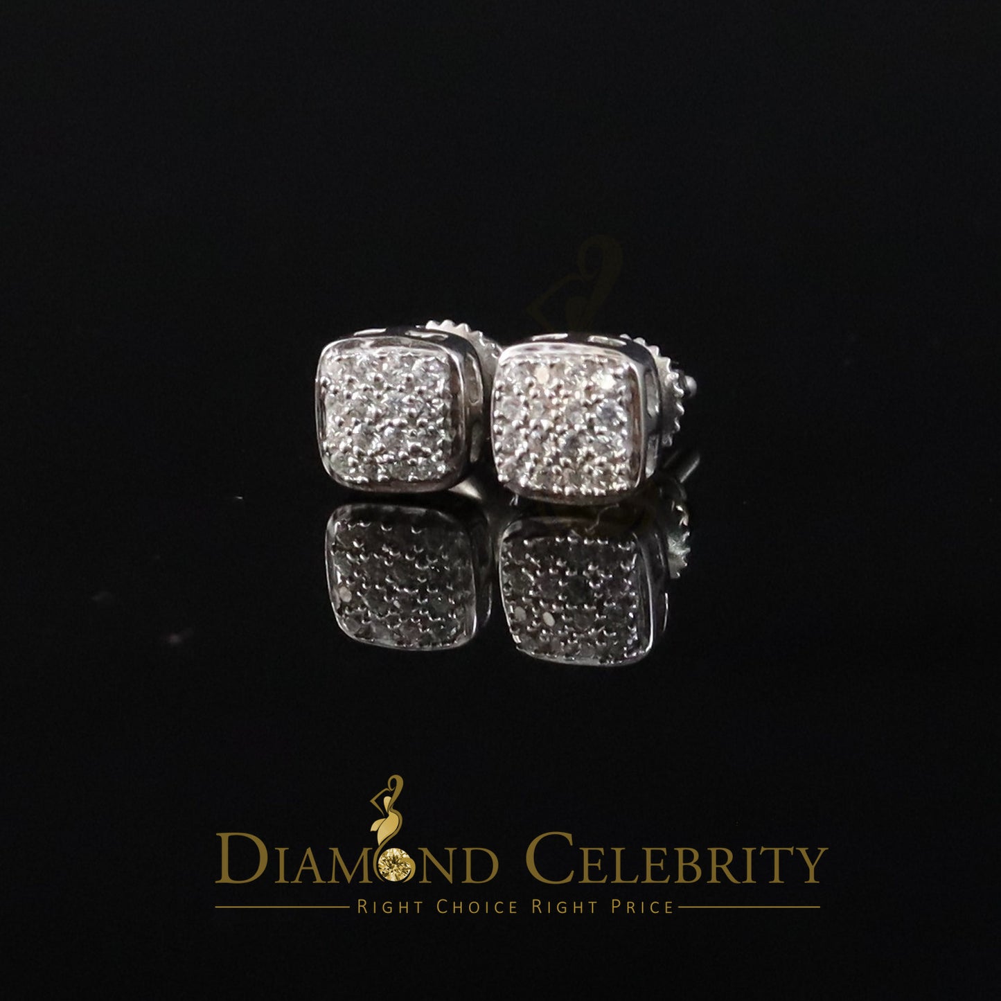 DiamondCelebritees Hip Hop 2.04ct Cubic Zirconia White 925 Silver Screw Back Square Women Earrings