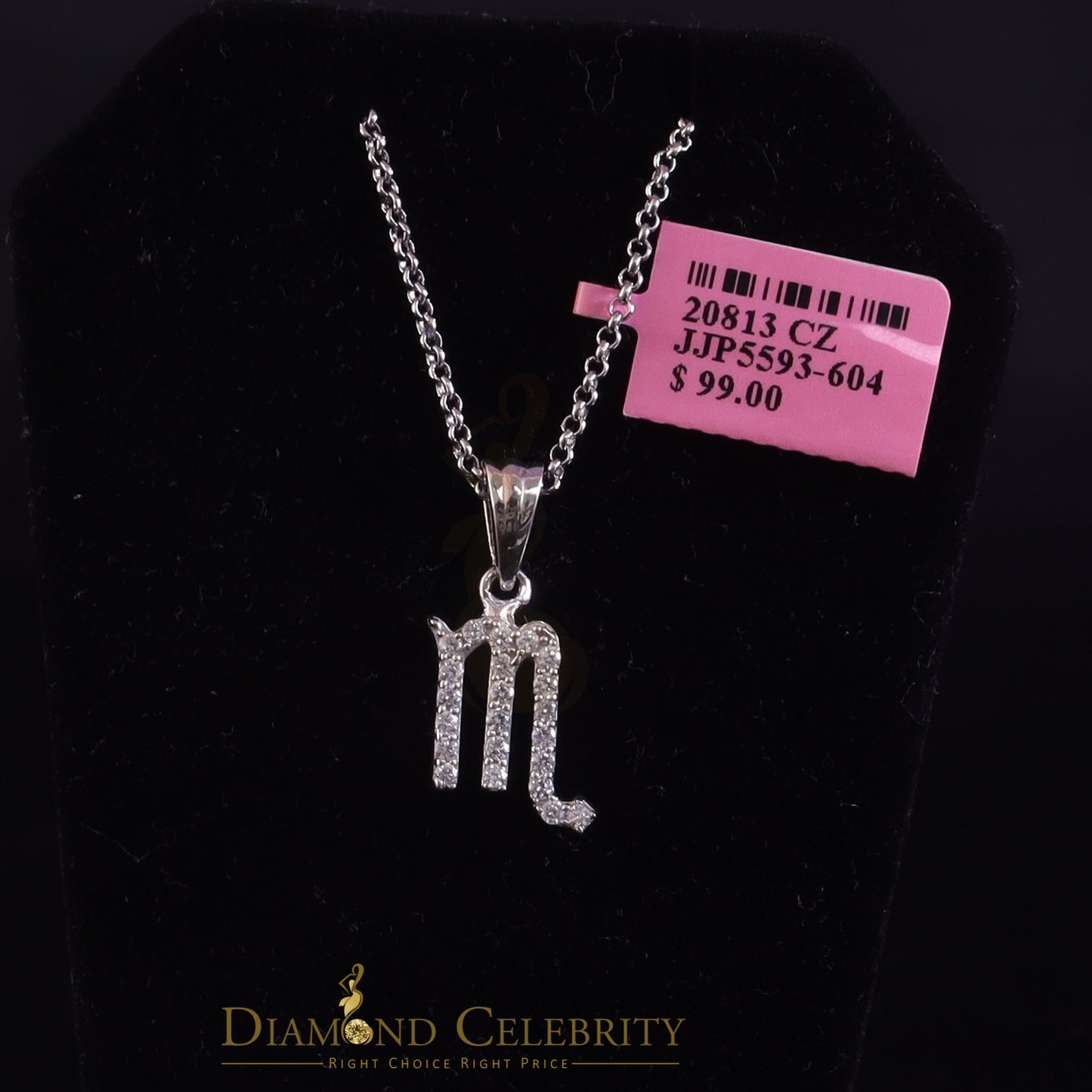 DiamondCelebritees 0.55ct Cubic Zirconia White Silver SCORPION NOVEMBER Month Pendant Men & Women