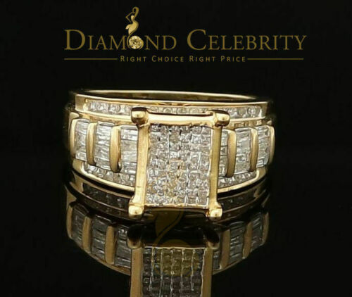 DiamondCelebritees Real Diamond 0.75ct Engagement Silver WomensYellow Rings Size 6.50 Square Shape
