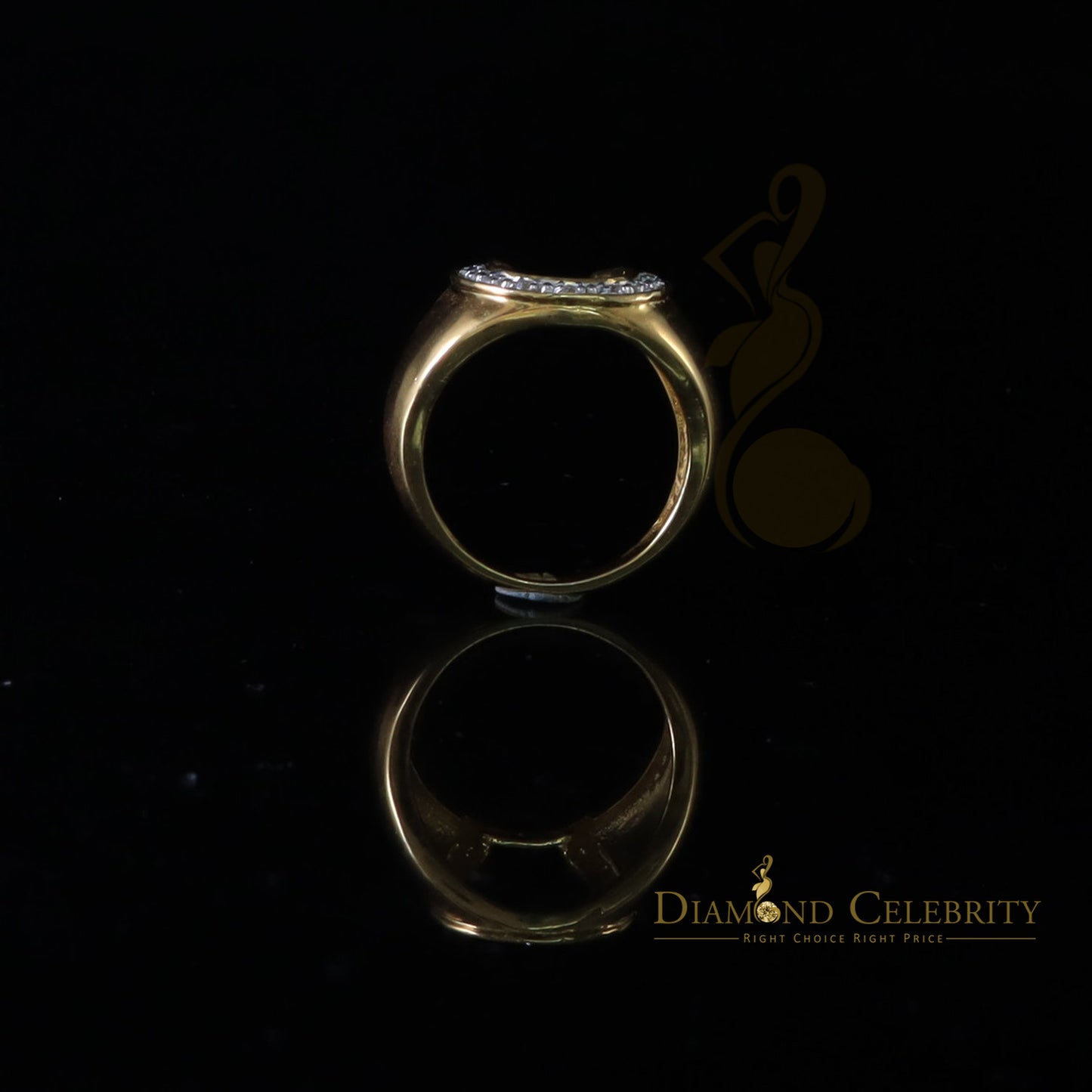 DiamondCelebritees 925 Sterling Yellow Silver Cubic Zirconia 0.26ct Horsehoe Womens Ring Size 7
