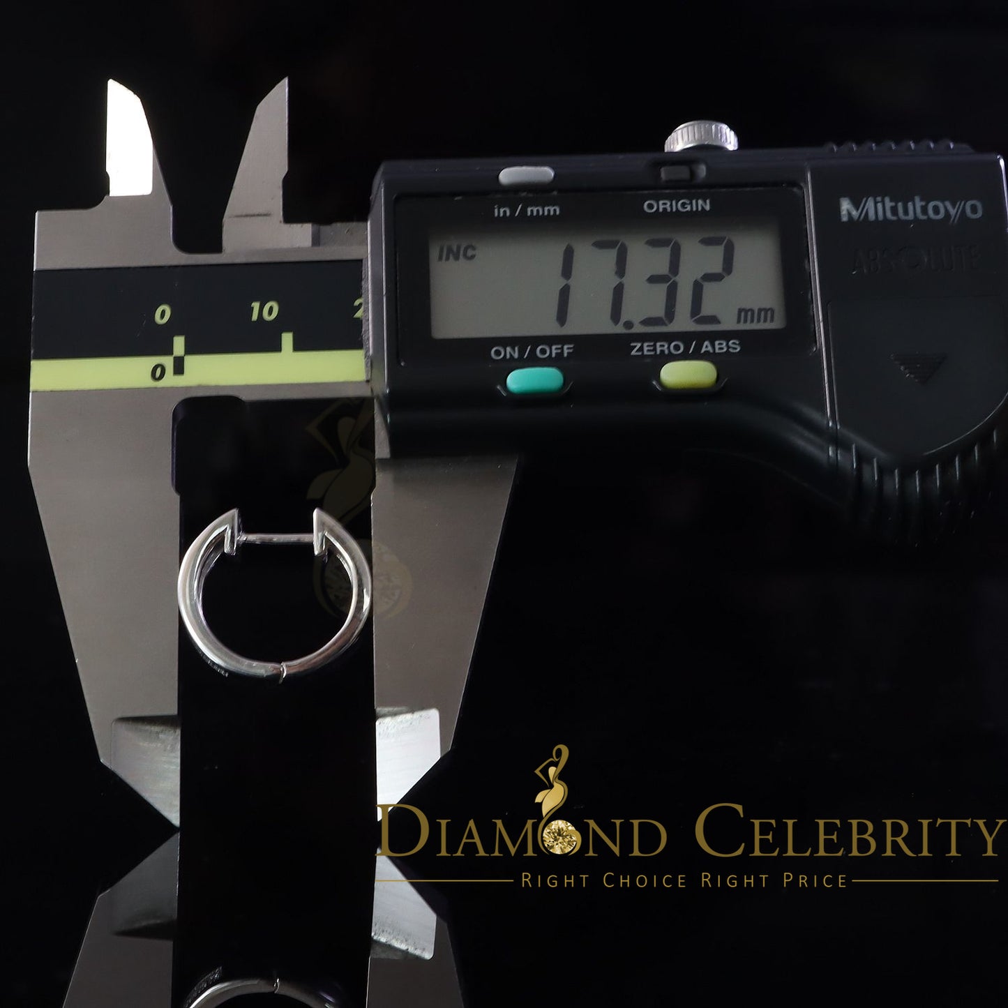 DiamondCelebritees Mens hip hop white Gold 925 Sterling Silver Iced 1 row Huggie Hoop earrings