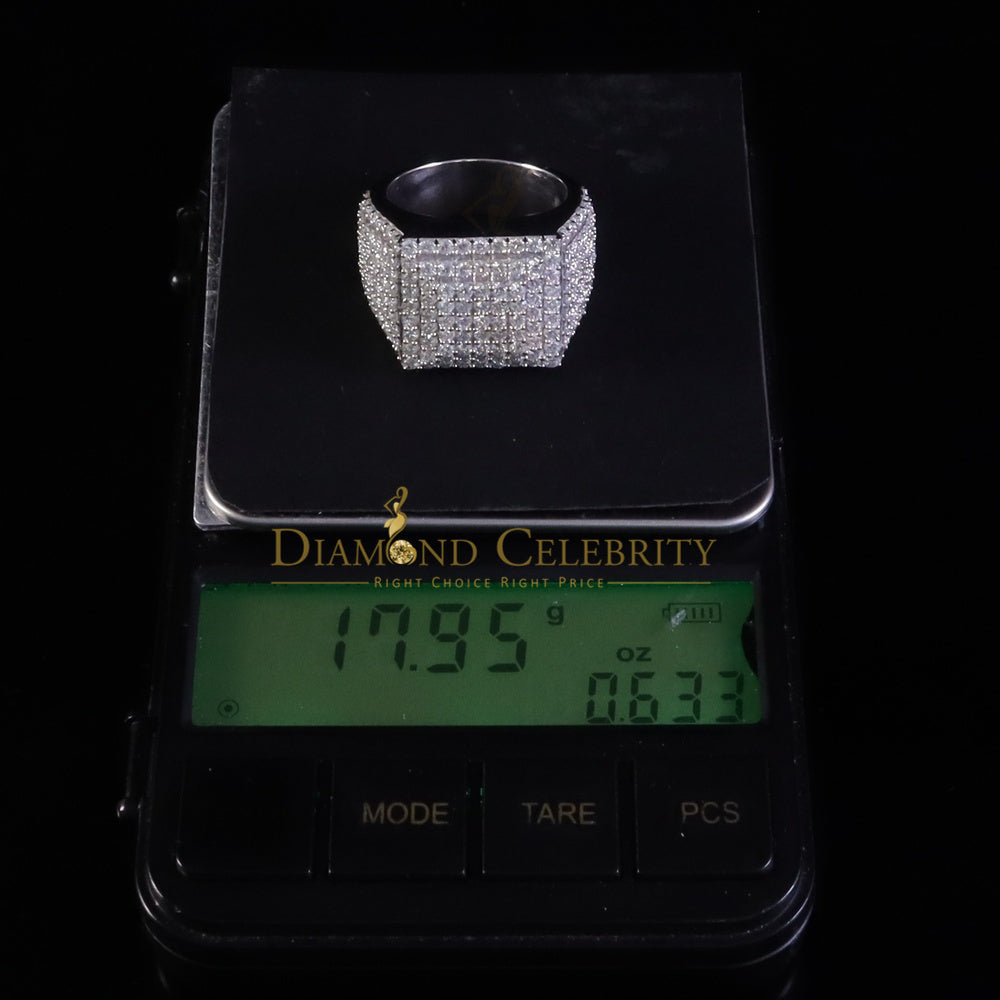 DiamondCelebritees 925 White Sterling Silver 5.00ct VVS 'D' Moissanite Square Rings SZ 10 for Men's