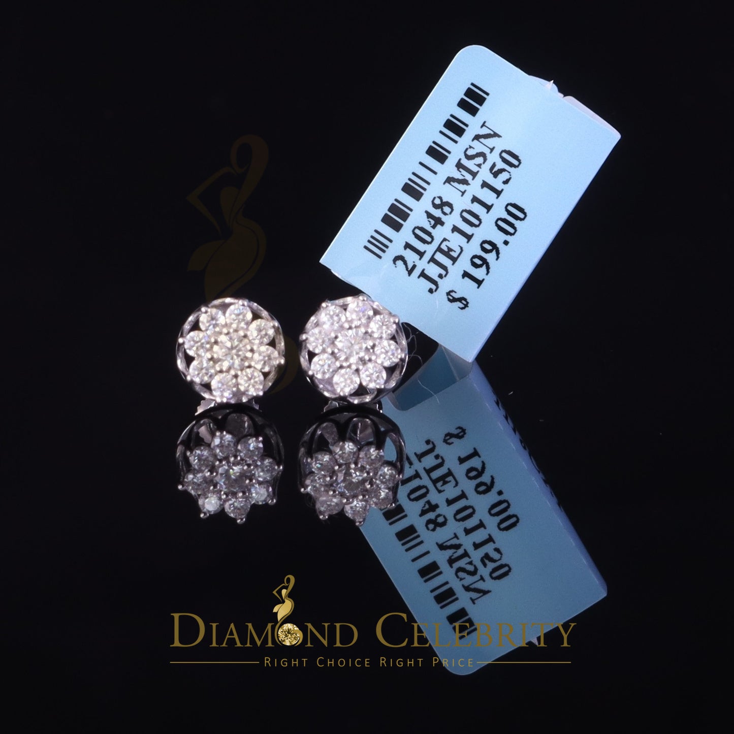 Diamondcelebritees 925 Silver White 0.50ct VVS 'D' Moissanite Round Stud Earrings Men's/Womens